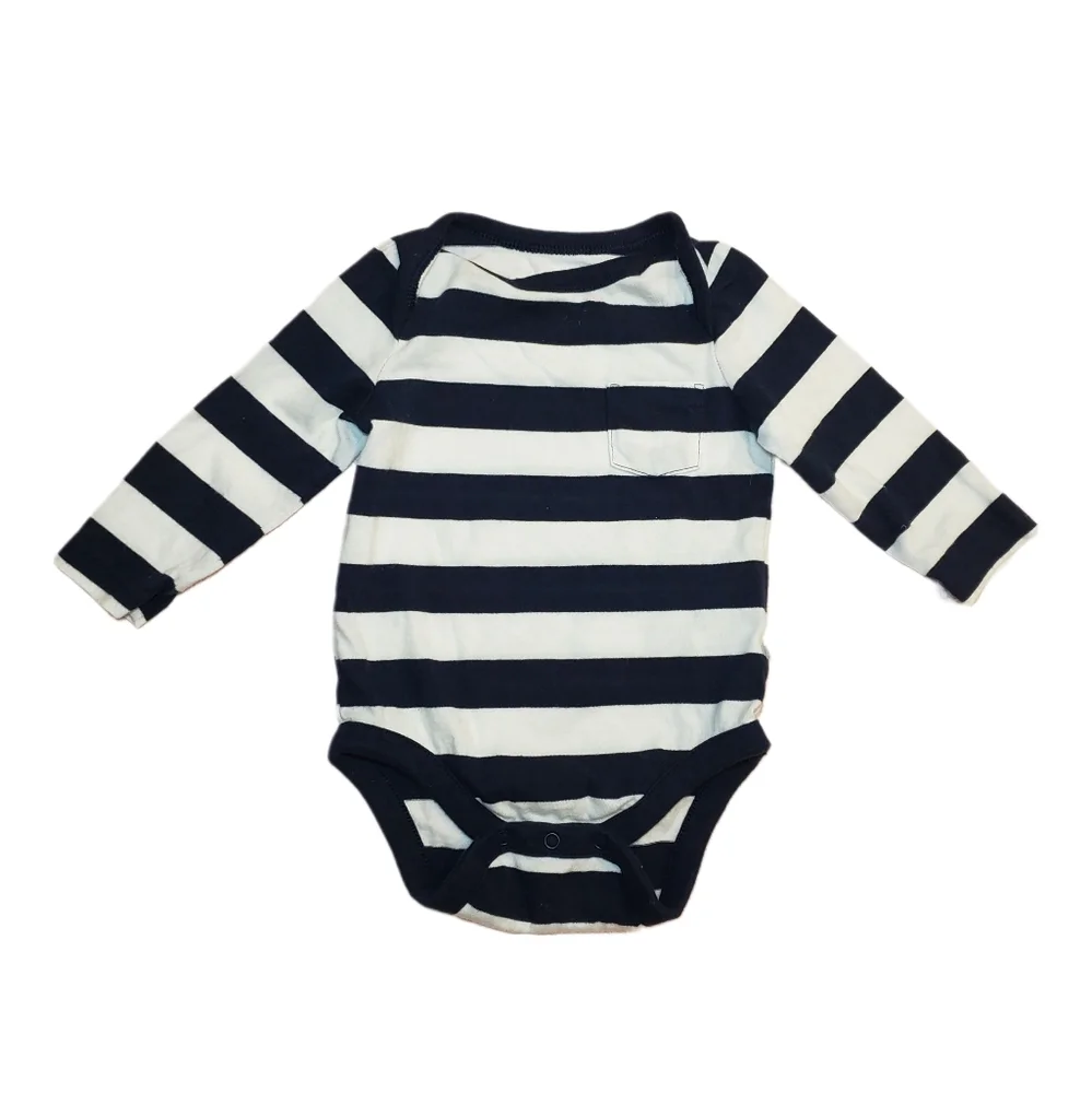 Baby Gap 3-6m Navy & White Striped Long Sleeve Bodysuit